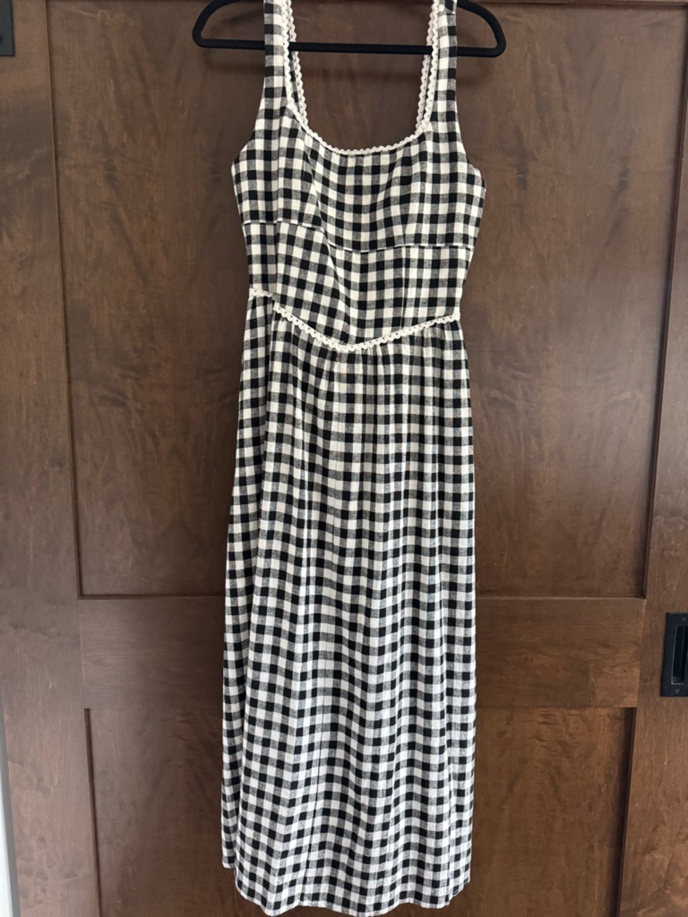 NWOT WAYF x Styled by COCO Gracie Black and White Gingham Linen Blend Dress